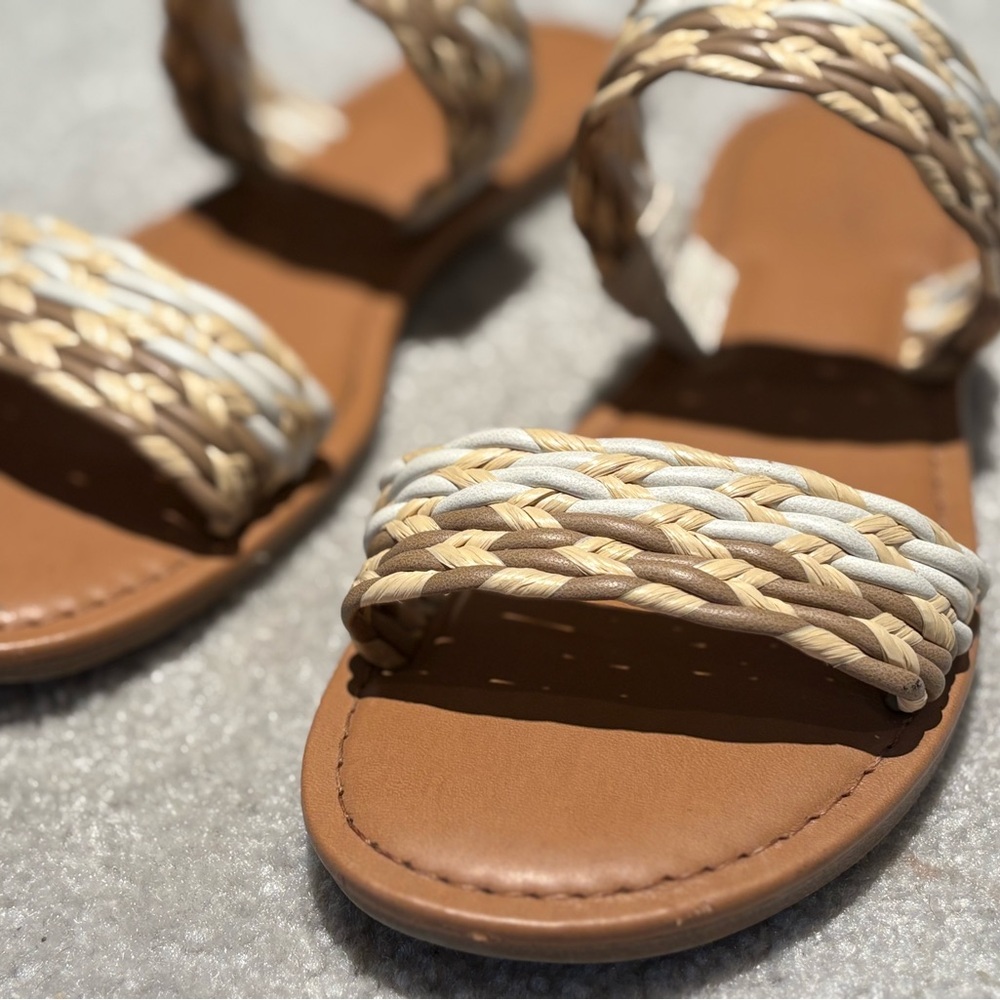 Braided Tan and Cream Sandals